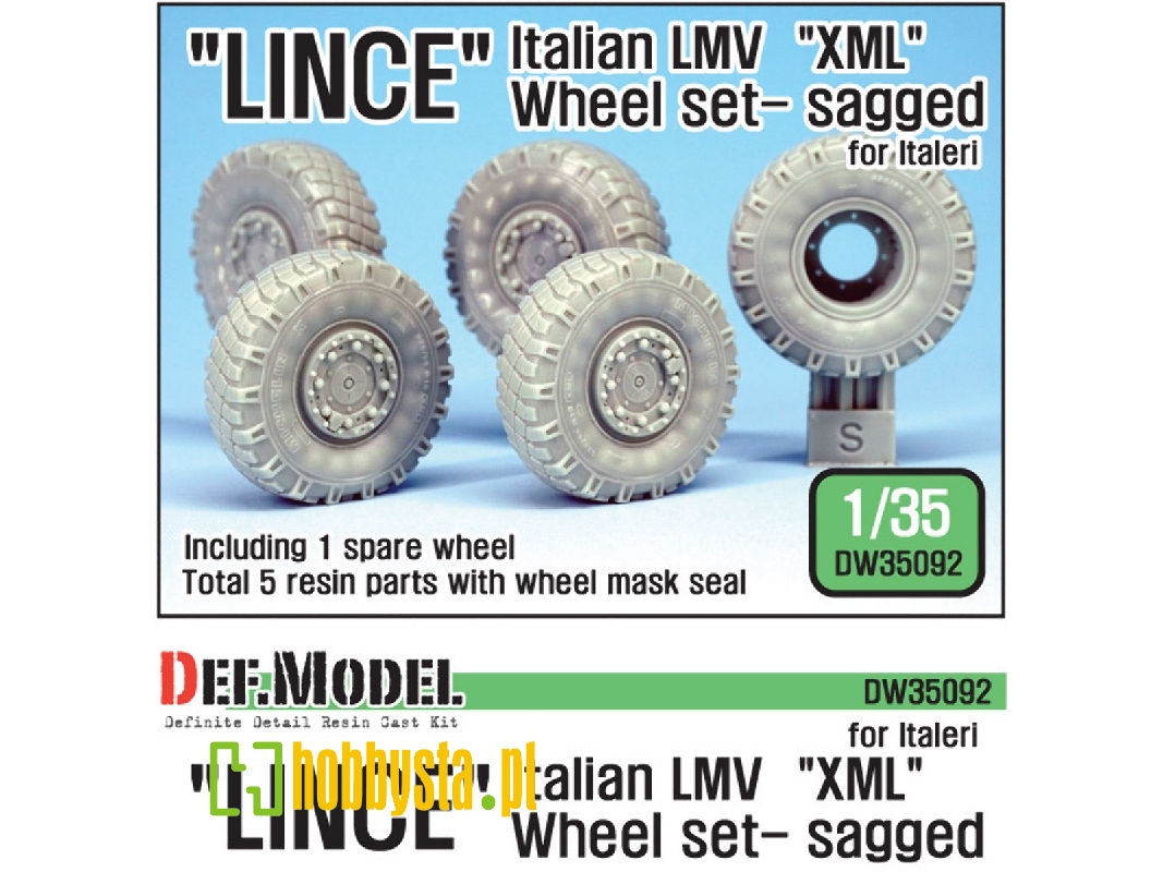 Italian Lmv Lince Xml Sagged Wheel Set (For Italeri 1/35) - image 1