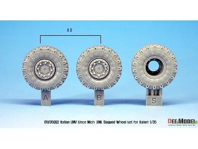 Italian Lmv Lince Xml Sagged Wheel Set (For Italeri 1/35) - image 2