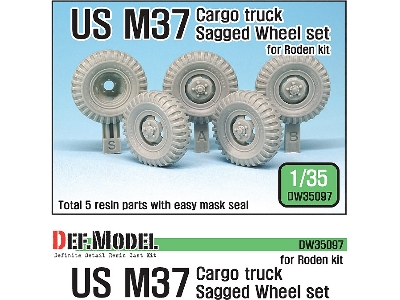 U.S. M37 Cargo Truck Sagged Wheel Set ( For Roden 1/35) - image 1