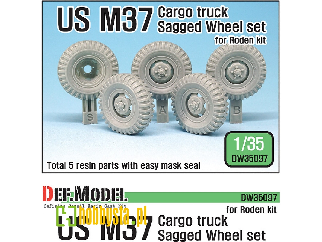 U.S. M37 Cargo Truck Sagged Wheel Set ( For Roden 1/35) - image 1