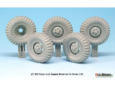 U.S. M37 Cargo Truck Sagged Wheel Set ( For Roden 1/35) - image 3