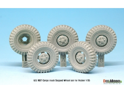 U.S. M37 Cargo Truck Sagged Wheel Set ( For Roden 1/35) - image 4