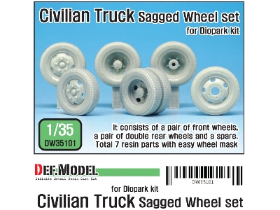Japanese Civilian Truck Sagged Wheel Set ( For Diopark 1/35) - image 1