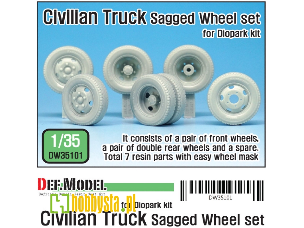 Japanese Civilian Truck Sagged Wheel Set ( For Diopark 1/35) - image 1