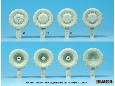 Japanese Civilian Truck Sagged Wheel Set ( For Diopark 1/35) - image 3