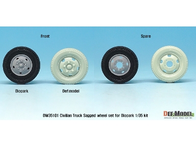 Japanese Civilian Truck Sagged Wheel Set ( For Diopark 1/35) - image 8