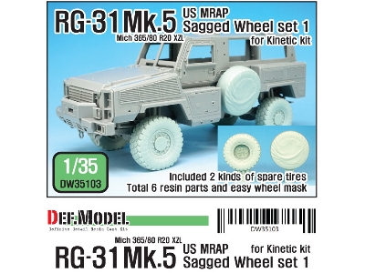 Us Matv Rg-31 Mk.5 Sagged Wheel Set ( For Kinetic 1/35) - image 1