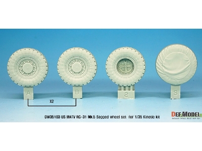 Us Matv Rg-31 Mk.5 Sagged Wheel Set ( For Kinetic 1/35) - image 3