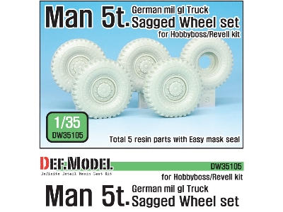 German Man 5t. Milgl 4x4 Truck Sagged Wheel Set (For Revell,hobbyboss 1/35) - image 1
