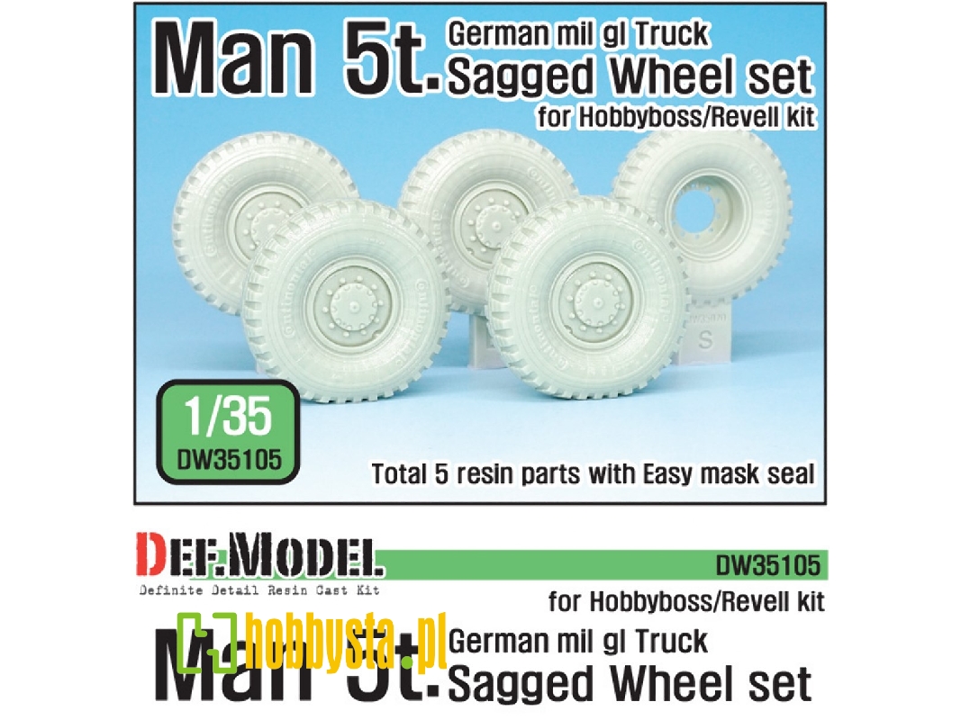 German Man 5t. Milgl 4x4 Truck Sagged Wheel Set (For Revell,hobbyboss 1/35) - image 1