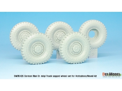 German Man 5t. Milgl 4x4 Truck Sagged Wheel Set (For Revell,hobbyboss 1/35) - image 4