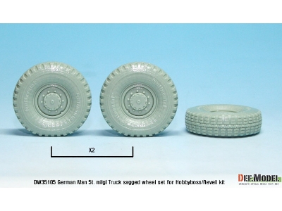 German Man 5t. Milgl 4x4 Truck Sagged Wheel Set (For Revell,hobbyboss 1/35) - image 7