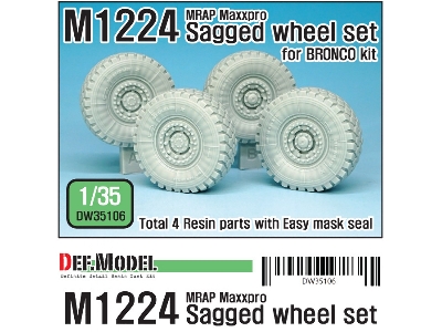 U.S M1224 Mrap M-pro Sagged Wheel Set (For Bronco 1/35) - image 1