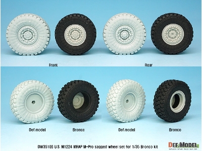 U.S M1224 Mrap M-pro Sagged Wheel Set (For Bronco 1/35) - image 6