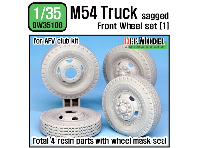 Us M54a2 Cargo Truck Sagged Front Wheel Set(1)- Civilian Type( For Afv Club 1/35) - image 1