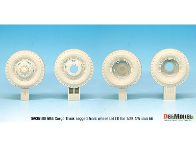 Us M54a2 Cargo Truck Sagged Front Wheel Set(1)- Civilian Type( For Afv Club 1/35) - image 3