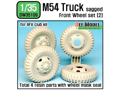 Us M54a2 Cargo Truck Sagged Front Wheel Set)2)- Military Type( For Afv Club 1/35) - image 1