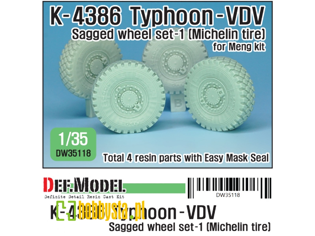 Russian K-4386 Typhoon-vdv Sagged Wheel Set 1- Michelin ( For Meng 1/35) - image 1