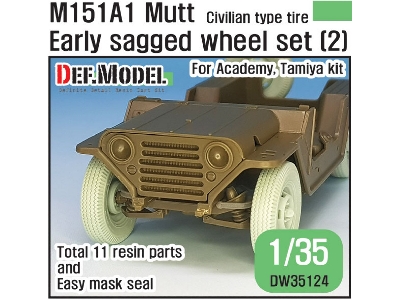 Us M151a1 Early Sagged Wheel Set ( 2)- Civilian Tire - image 1