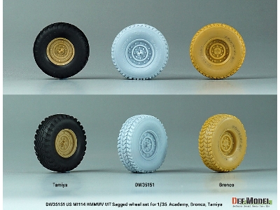 Us M1025/M1114 Hmmwv Mt Sagged Wheel Set (For Tamiya, Academy, Bronco Kit) - image 8