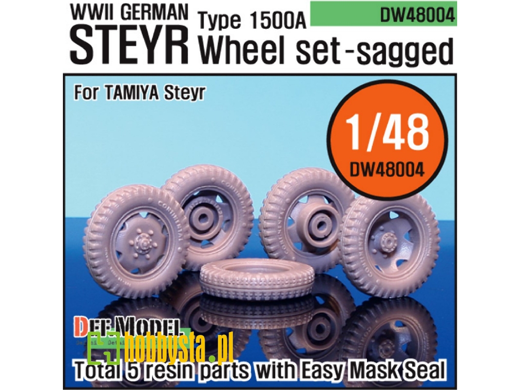 Ww2 German Styre Type 1500a Sagged Wheel Set (For Tamiya 1/48) - image 1