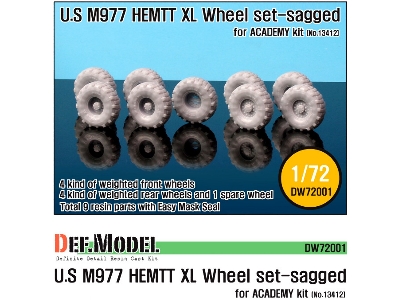M977 Hemtt Xl Sagged Wheel Set (For Academy 1/72) - image 1