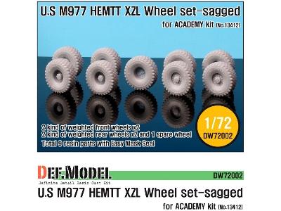 M977 Hemtt Xzl Sagged Wheel Set (For Academy 1/72) - image 1
