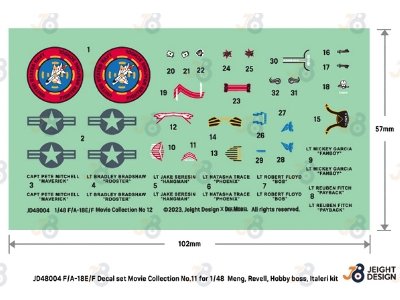 F/A-18e/F Super Hornet Decal Set - Movie Collection No.11 W/ 2 Pilot Fig.S - image 2