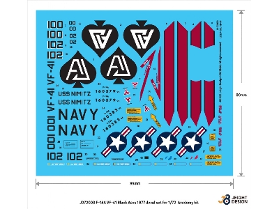 F-14a Vf-41 Black Aces 1977 Decal Set - image 1