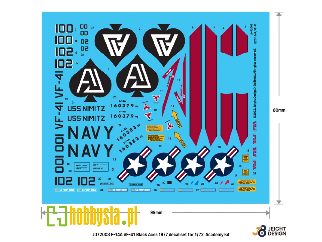 F-14a Vf-41 Black Aces 1977 Decal Set - image 1