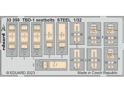 TBD-1 seatbelts STEEL 1/32 - TRUMPETER - image 1