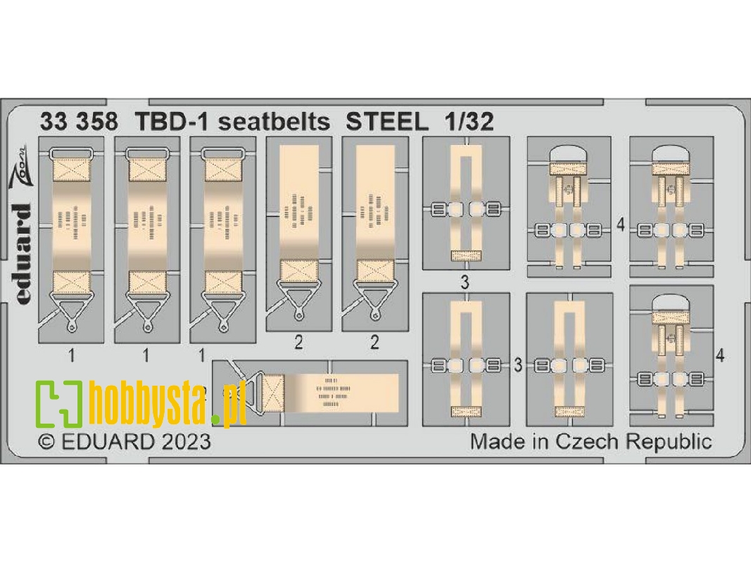 TBD-1 seatbelts STEEL 1/32 - TRUMPETER - image 1