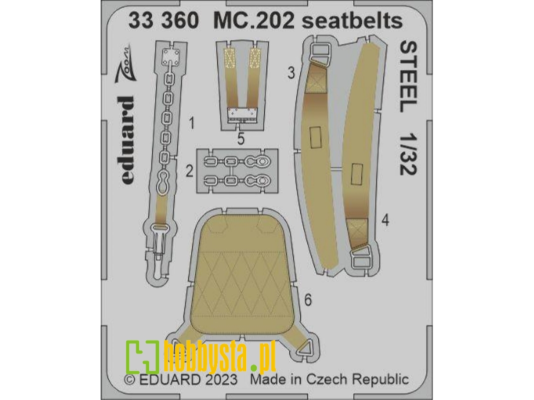 MC.202 seatbelts STEEL 1/32 - ITALERI - image 1