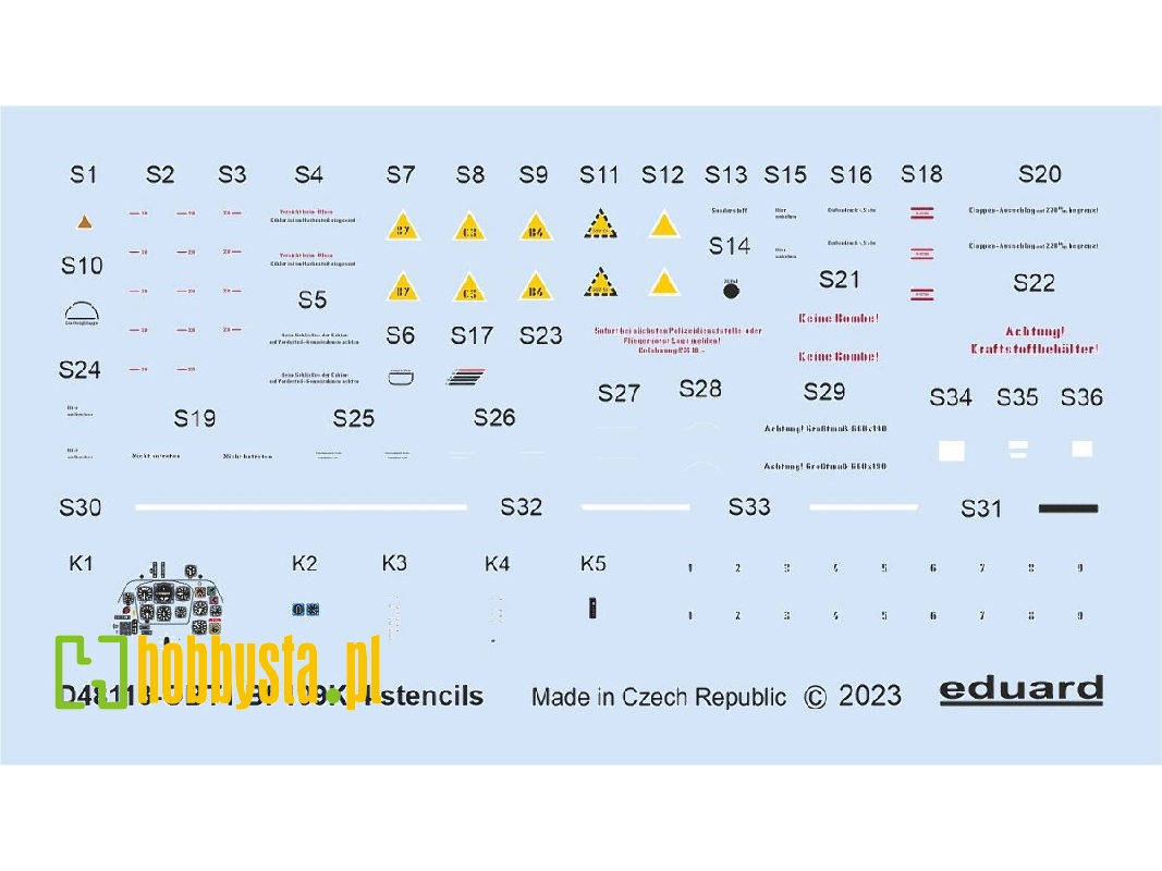 Bf 109K-4 stencils 1/48 - image 1