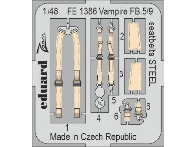 Vampire FB.5/9 seatbelts STEEL 1/48 - AIRFIX - image 1