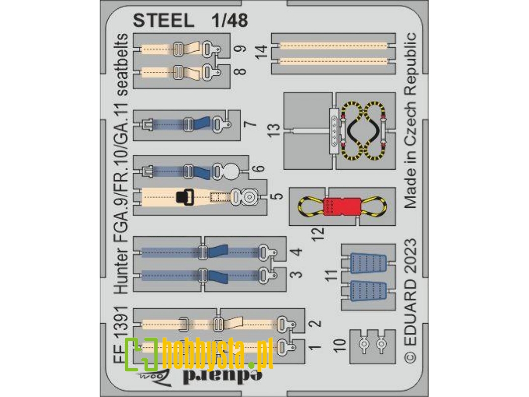 Hunter FGA.9/ FR.10/ GA.11 seatbelts STEEL 1/48 - AIRFIX - image 1