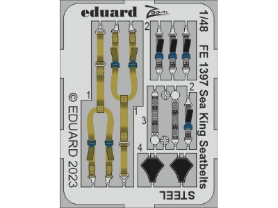 Sea King seatbelts STEEL 1/48 - AIRFIX - image 1