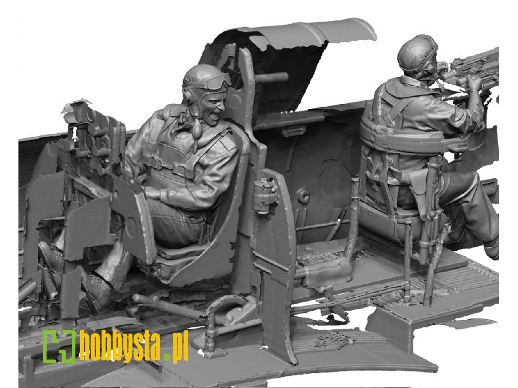 Ww2 Us Navy Pilot & Rear Gunner Set 2 (Engaged / 4 Heads) - image 1