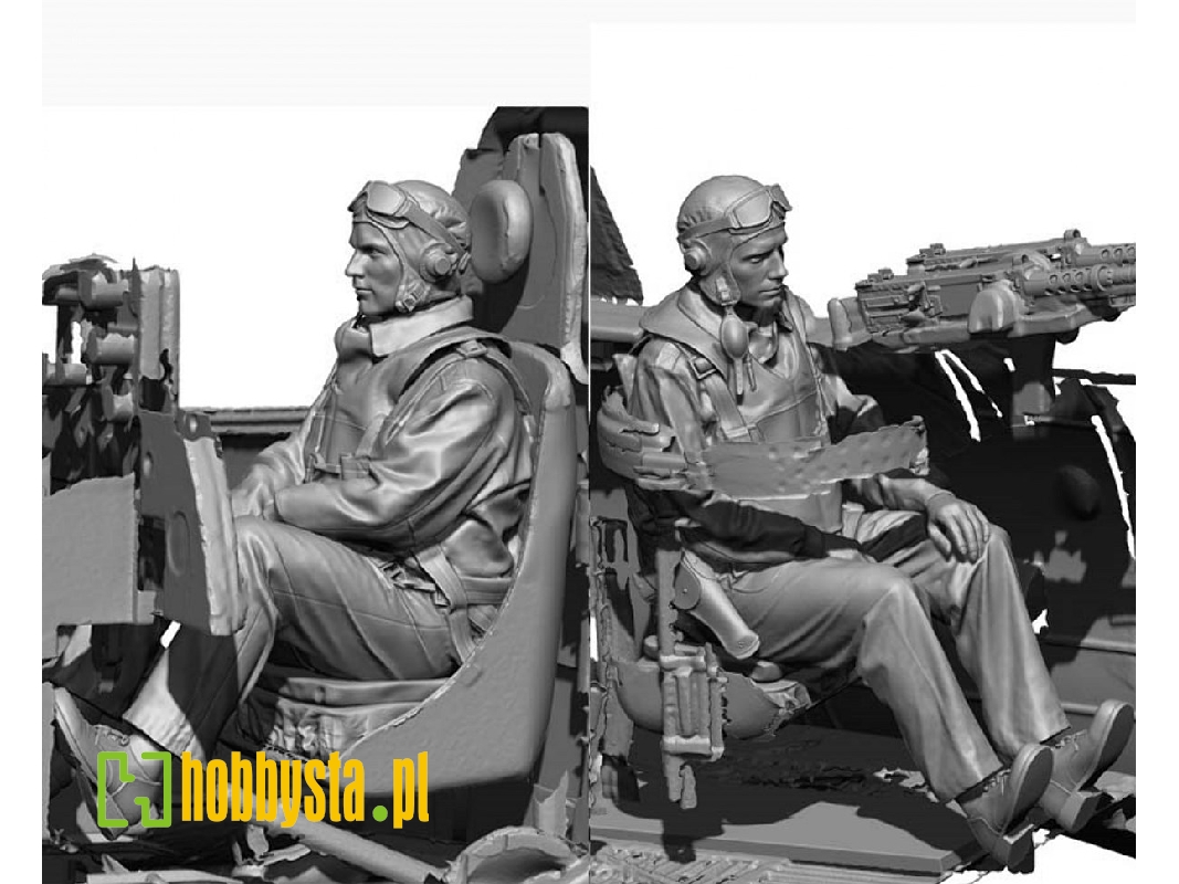 Ww2 Us Navy Pilot & Rear Gunner Set I 4 Heads - image 1