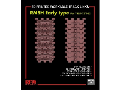 3d Printed Workable Track Links Rmsh Early Type For T-55/T-72/T-62 - image 1