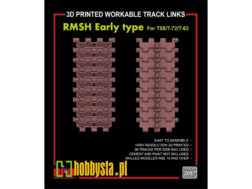 3d Printed Workable Track Links Rmsh Early Type For T-55/T-72/T-62 - image 1