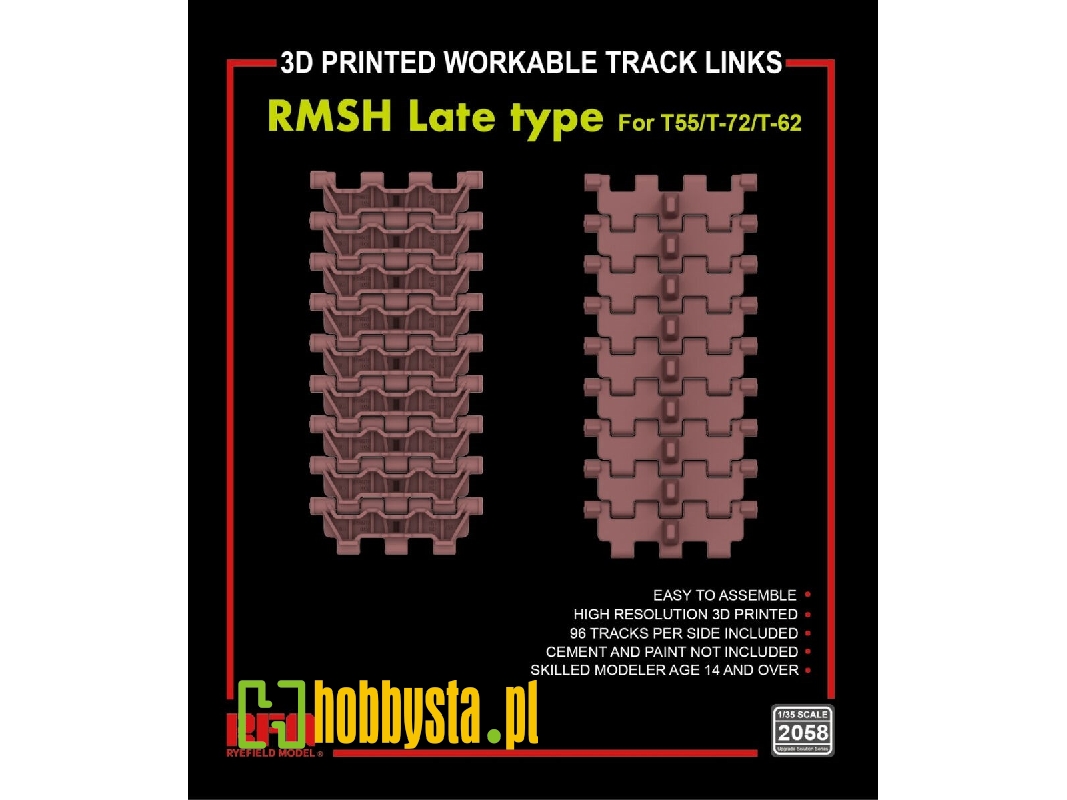 3d Printed Workable Track Links Rmsh Late Type For T-55/T-72/T-62 - image 1