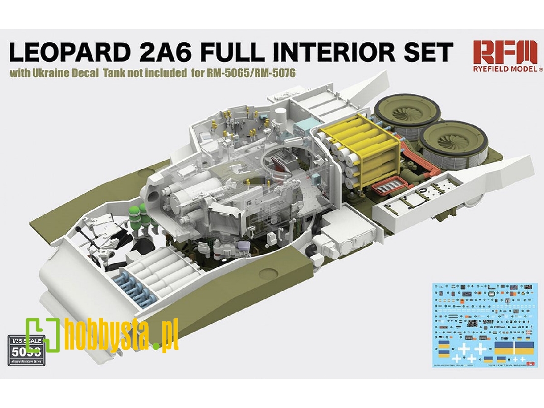 Leopard 2a6 Full Interior Set With Ukraine Decal For Rfm-5065/Rfm-5076 (Tank Not Included) - image 1