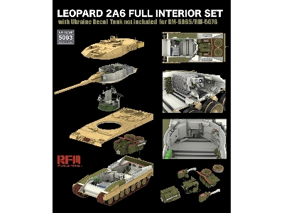 Leopard 2a6 Full Interior Set With Ukraine Decal For Rfm-5065/Rfm-5076 (Tank Not Included) - image 3