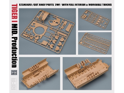 Pz.Kpfw. Vi Ausf. E Tiger I Mid. Production Standard/Cut Away Parts 2in1 With Full Interior And Workable Tracks - image 5