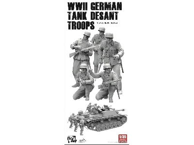 WWII German Tank Desant Troops resin figures 5 Pcs. - image 2