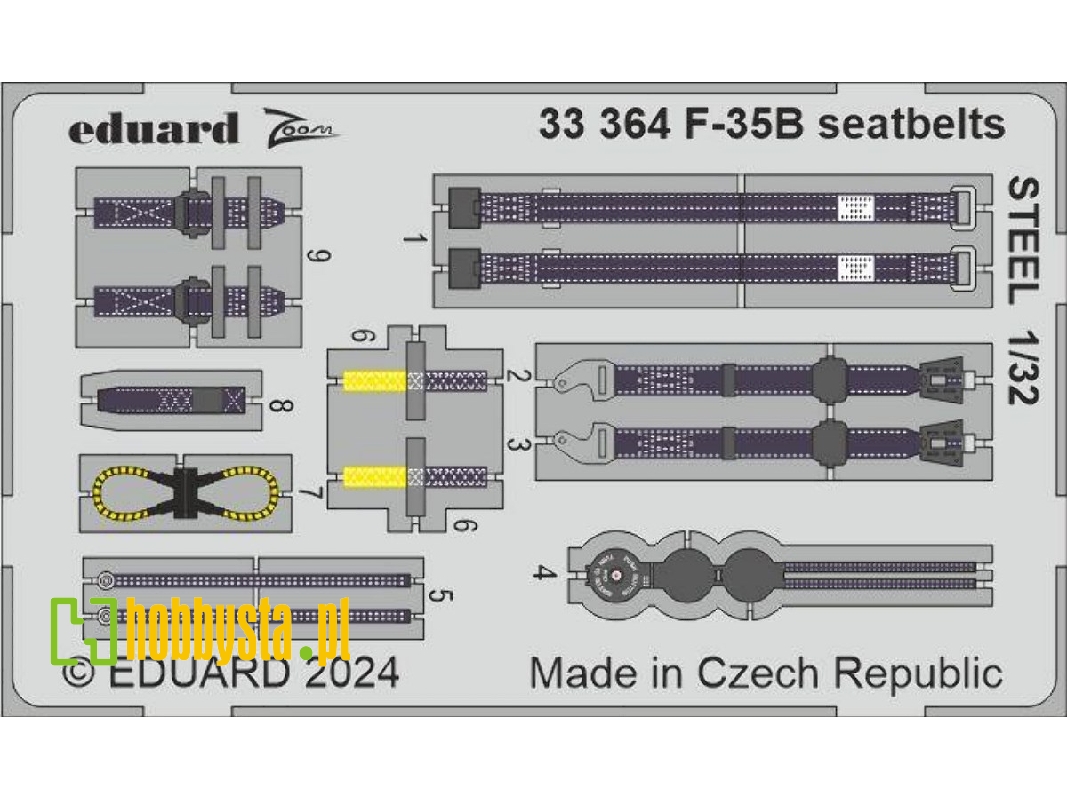 F-35B seatbelts STEEL 1/32 - TRUMPETER - image 1