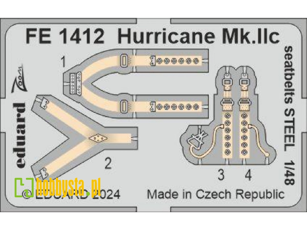 Hurricane Mk. IIc seatbelts STEEL 1/48 - HOBBY BOSS - image 1