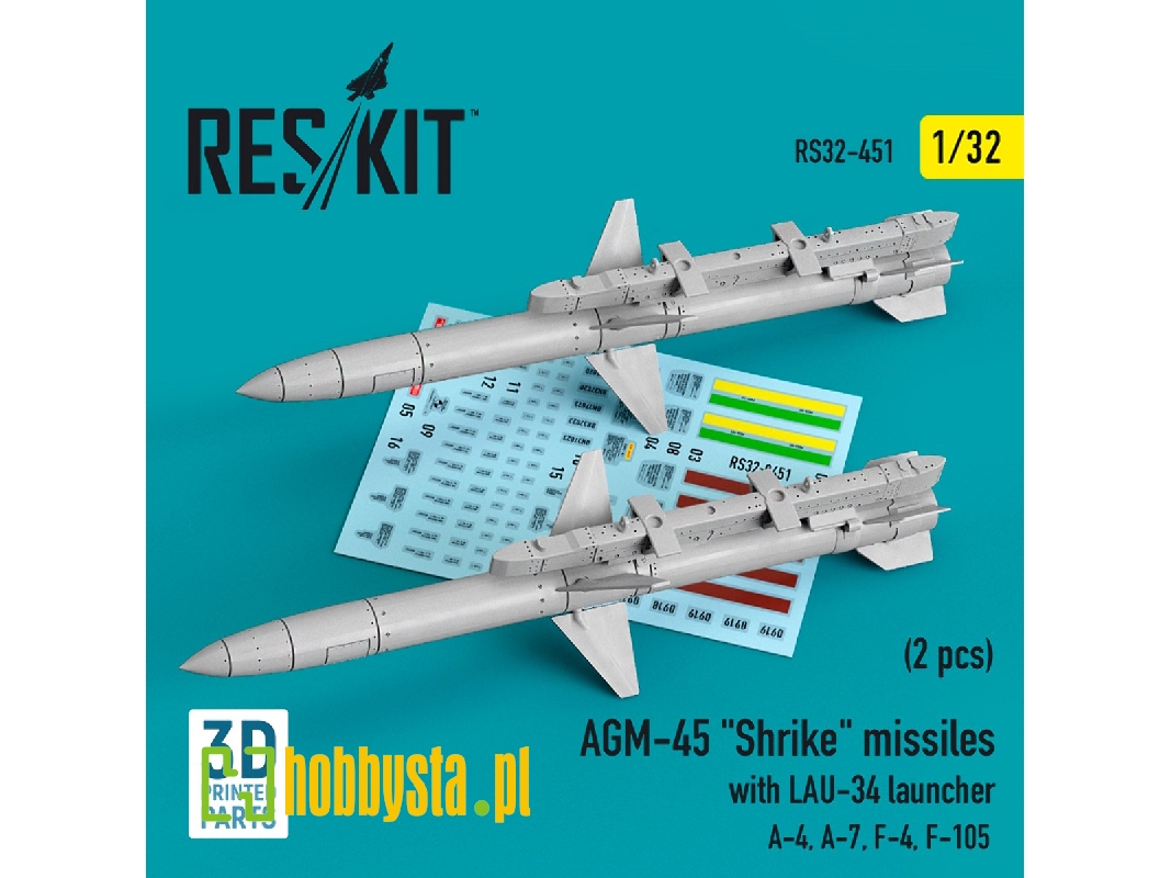 Agm-45 'shrike' Missiles With Lau-34 Launcher (2 Pcs) (A-4, A-7, F-4, F-105) - image 1