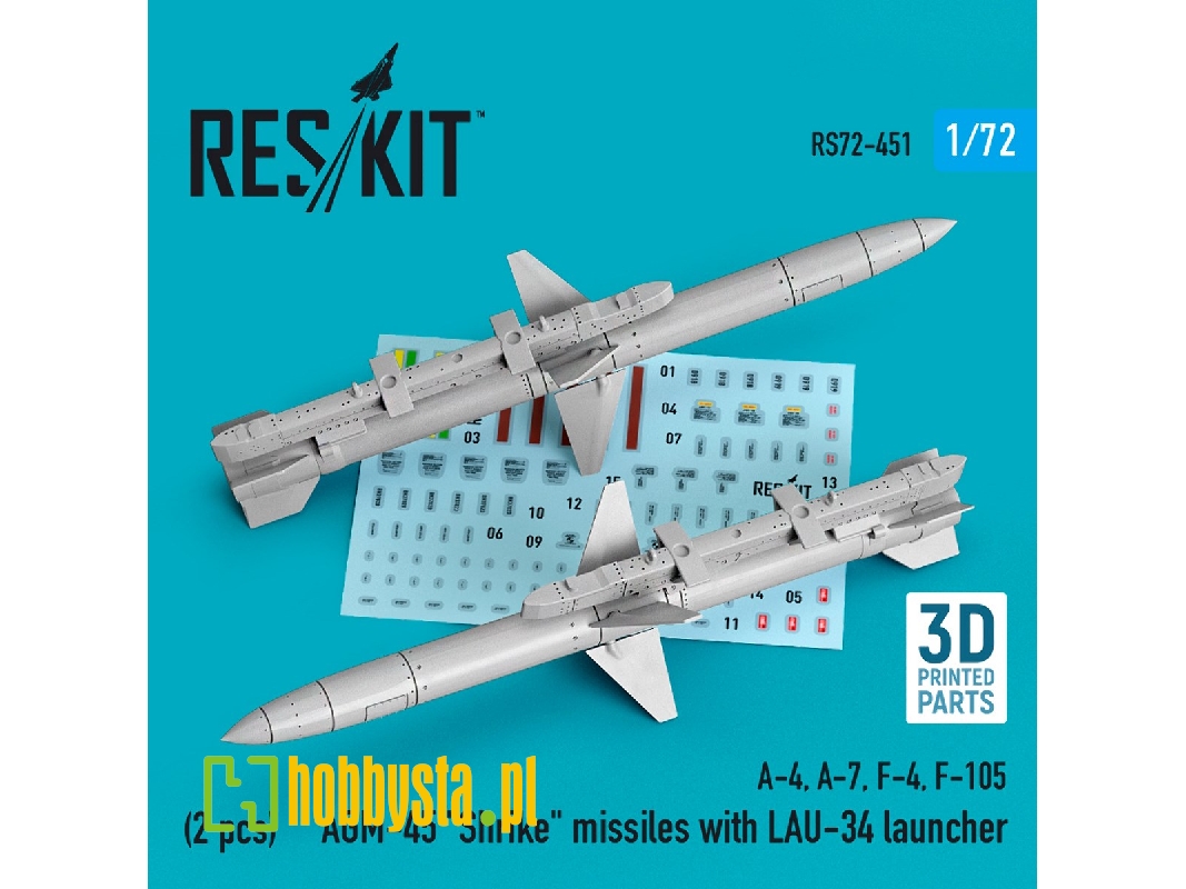 Agm-45 'shrike' Missiles With Lau-34 Launcher (2 Pcs) (A-4, A-7, F-4, F-105) - image 1